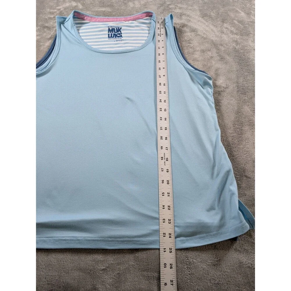 2 Muk Luks Pajama Tank Tops Womens L Blue Cloud Knit Sleepwear Nightshirts - Picture 7 of 9